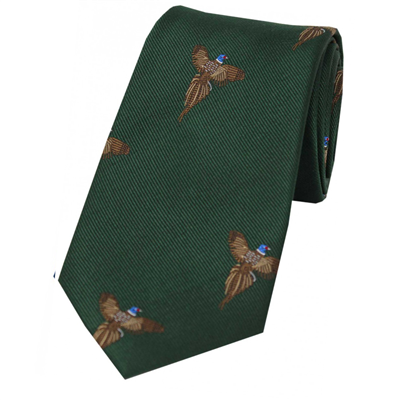 Soprano Flying Pheasant Silk Tie - Forest Green